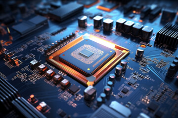 Fototapeta premium Computer Motherboard and other Chips