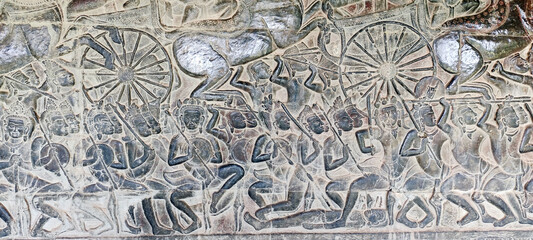 アンコールワット内の壁の彫刻