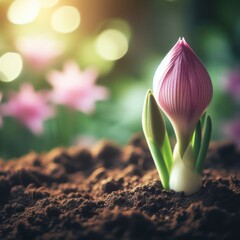 New flowers sprouting from soil