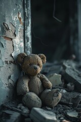 Teddy Bear Sitting on Building