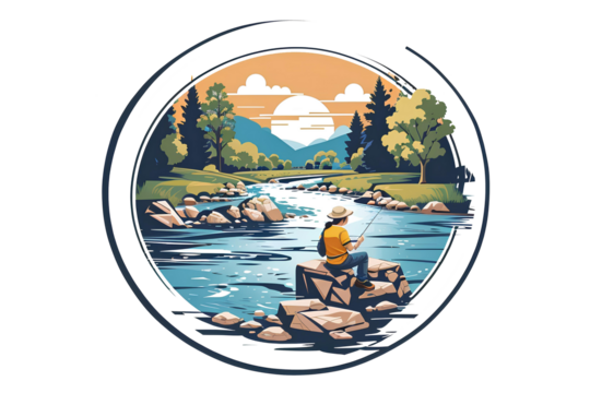 river view on transparent background, created by ai generated