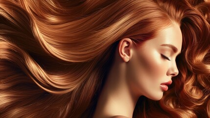 Naklejka premium Beauty girl with long and shiny wavy Hair coloring and toning shatush and balayash Beautiful woman model with curly hairstyle