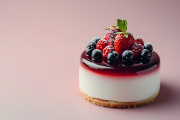 piece of Strawberry cake with ice cream. Design for cafe or restaurant menu. Sweet and fresh, berries