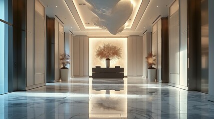 Fototapeta premium A lobby interior design, Elegant. Generative AI.