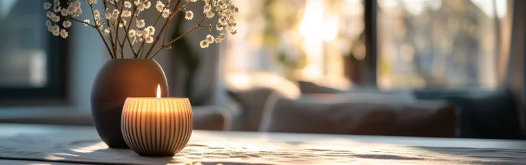 Rolgordijnen Colorful Vase of Flowers on Table © BrandwayArt
