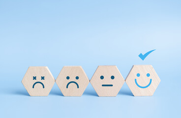 Selective Happy smile face for medical care concept. mental health positive thinking and feeling...
