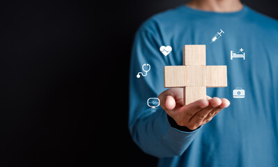 Health insurance concept. plus symbol and healthcare medical icon, health and access to welfare...