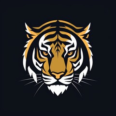 flat vector logo of animal "tiger" minimalist flat tiger logo for a sports brand, symbolizing strength and determination