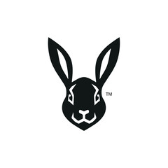 Long ears Cute Rabbit Head Logo front side