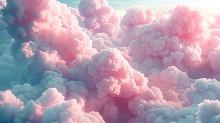 Fototapeta premium Cotton Candy Cloud Background. Generative AI.
