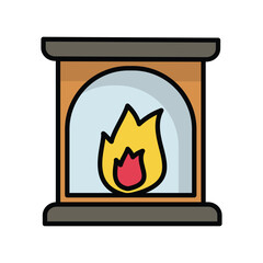 fireplace icon with white background vector stock illustration