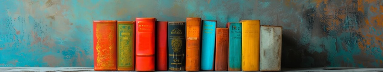 Fototapeta premium Row of Books on Table