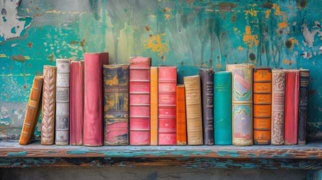 Books on Wooden Shelf