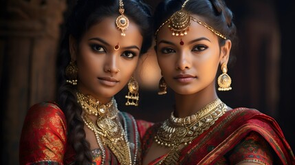 インドの伝統的な衣装を着た女性 - obrazy, fototapety, plakaty