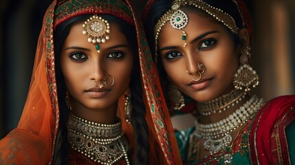 インドの伝統的な衣装を着た女性