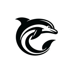 Clean and Minimal Dolphin Jumping Logo