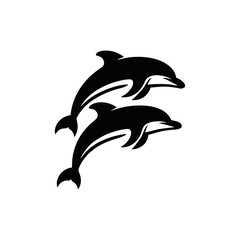 Twin Dolphin Jumping Logo