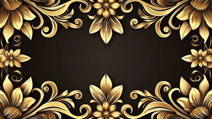 Black and Gold Background With Flowers