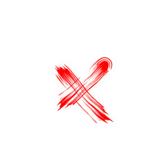 Red Brush Strokes Cross X