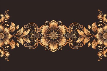 Black Background With Gold Flowers and Swirls