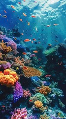 Fototapeta premium A spectacular metaphysical oceanic scenery colorful underwater. Generative AI.