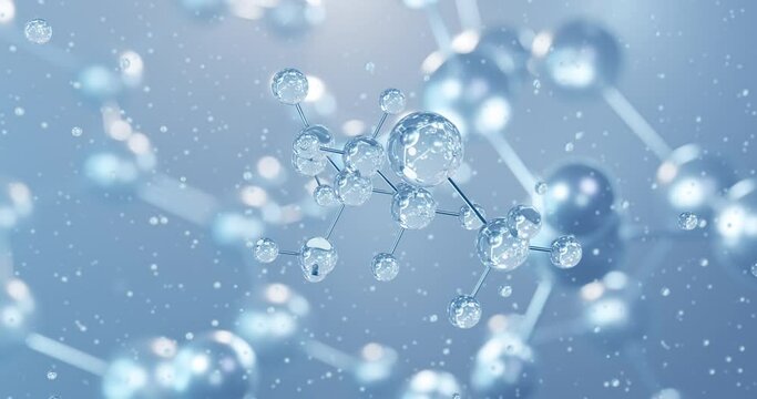 Selenomethionine, rotating 3D model of semet, seamless looped video, molecular structure with selective focus