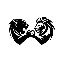 Simple and Clean Panther versus Lion Head Logo Icon
