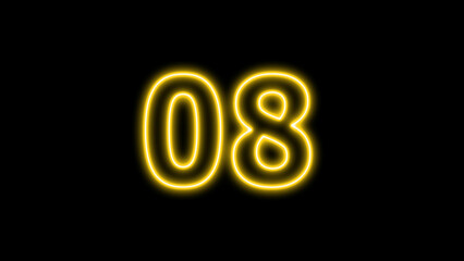 Bright neon glowing number 8.