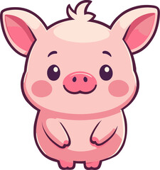 Cute little pig illustration isolated on transparent background svg, cute cartoon clipart for nursery, children's book, party, kid-friendly character, baby shower, birthday, whimsical style, drawing