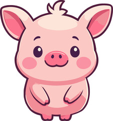 Cute little pig illustration isolated on transparent background png, cartoon clipart for nursery, children's book, party, kid-friendly character, baby shower, whimsical style
