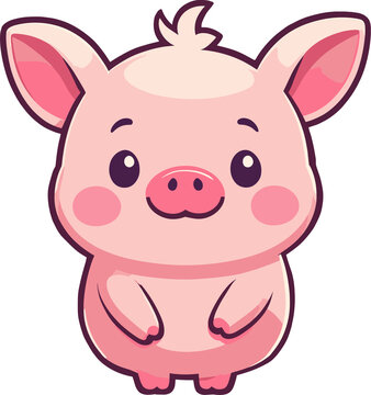 Cute little pig illustration isolated on transparent background png