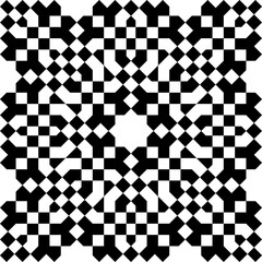 Seamless geometric pattern in arabic style Zellij in black and white
