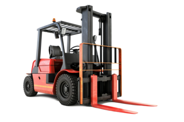 Forklift for working in warehouse isolated on white. Electric loader for loading goods
