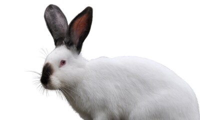 A lovely cute Californian rabbit, isolated on white background