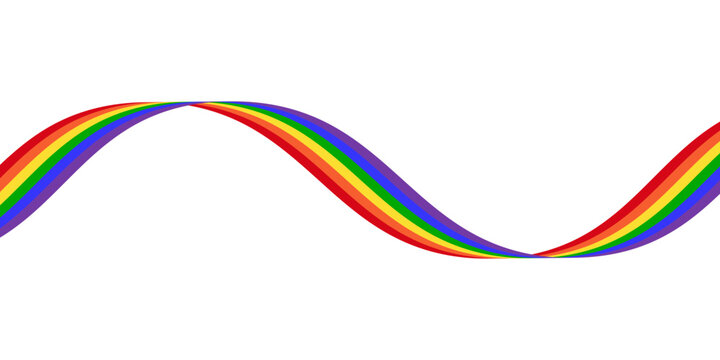 LGBT Pride Month. Pride Rainbow Ribbon for Background or Banner Template. Gay, Lesbian, Bisexual and Transgender Community. Vector Illustration. 