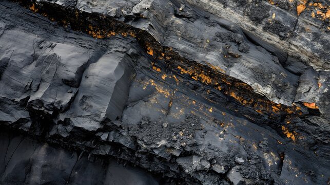 A cross-section of the earth's crust shows coal deposits