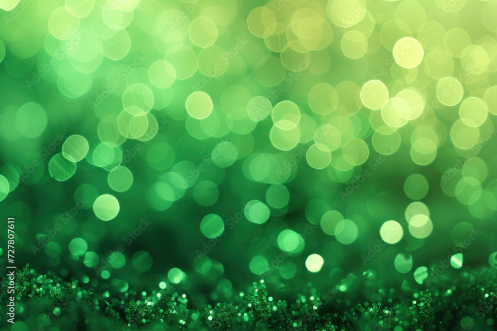 Aufkleber abstract green bokeh defocus glitter blur background for st patrick's day celebration design backgro