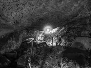 Cueva de Las Güixas, Villanúa, Pyrenees, Huesca, Aragon, Spain. Cave that can be visited in Villanua