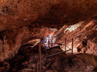 Cueva de Las Güixas, Villanúa, Pyrenees, Huesca, Aragon, Spain. Cave that can be visited in...