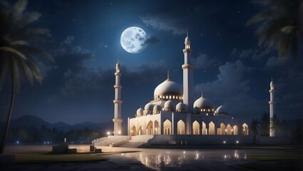 Fototapeta na wymiar beautiful art night mosque