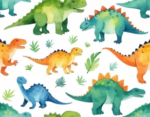 Behang Dinosaurussen Cartoon Cute dinosaurs cartoon