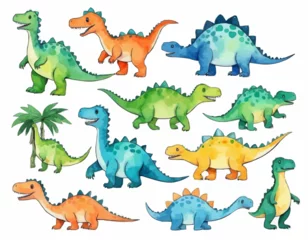 Muurstickers Dinosaurussen Cartoon Cute dinosaurs cartoon