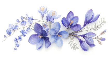 a spring bouquet of flowers with purple flowers