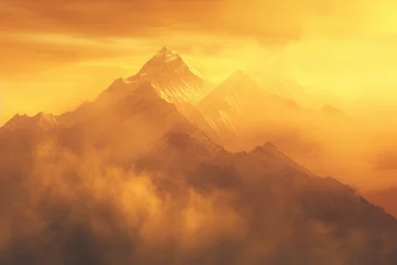 Photo sur Plexiglas Himalaya View of the Himalayas during a foggy sunset