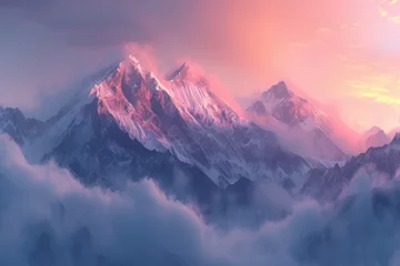 Papier Peint photo autocollant Himalaya View of the Himalayas during a foggy sunset