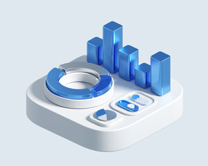 financial and banking concept of statistics and analyze graph. 3d illustration of diagram and bar charts. 3d rendering 