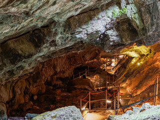 Cueva de Las Güixas, Villanúa, Pyrenees, Huesca, Aragon, Spain. Cave that can be visited in...