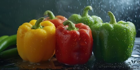 A collection of peppers arranged on a table. Perfect for food-related projects and recipes