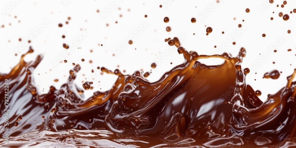 Poster A dynamic image capturing a splash of liquid on a pristine white surface. Perfect for showcasing the beauty of motion and the vibrant colors of liquids.