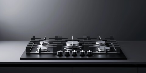 A black stove top sitting on top of a counter. Suitable for kitchen or home interior designs